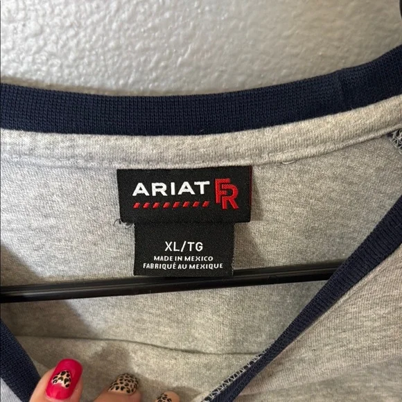 Ariat Men's FR Gray and Navy Long Sleeve Shirt - Picture 4 of 5